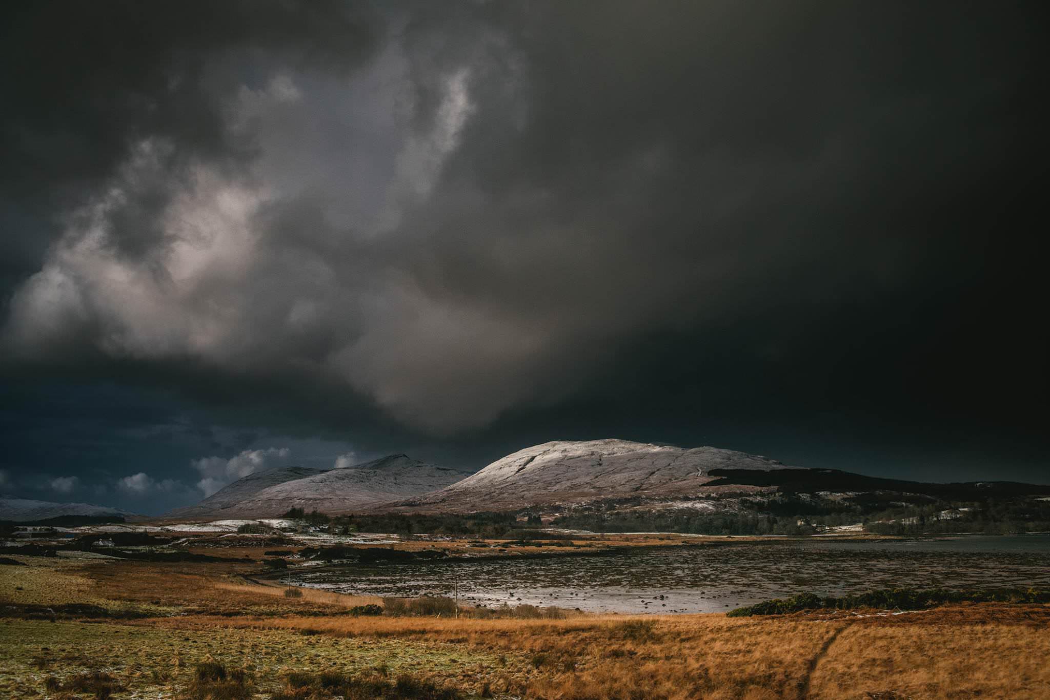 A snowy capped mountain in Ireland