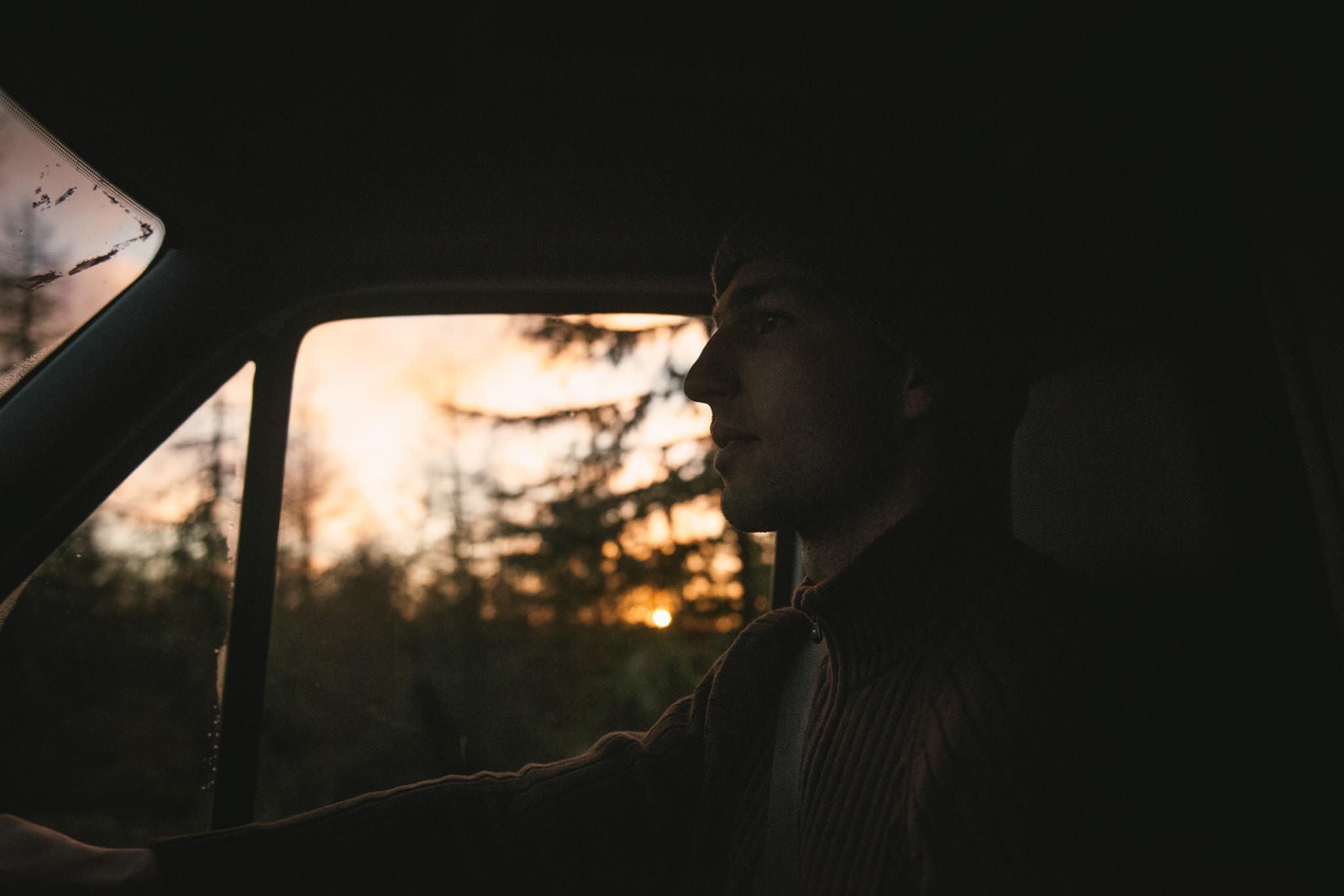 A man in a campervan