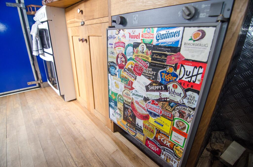 A fridge inside a campervan