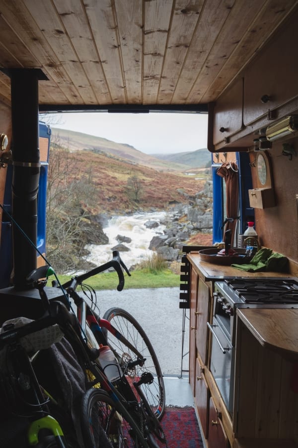 Bikes and campervan on an adventure in Wales