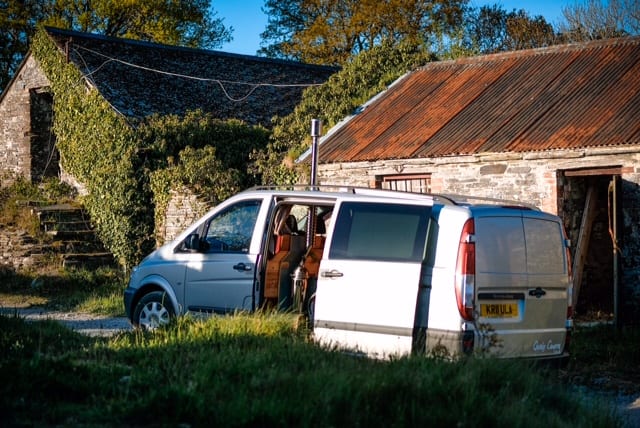 An open mercedes campervan door