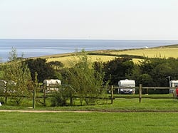 The view of the sea from a campsite in cornwall