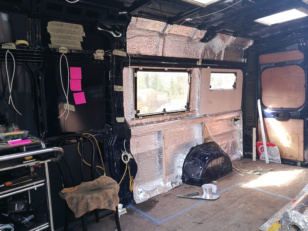 the empty van before the campervan conversion