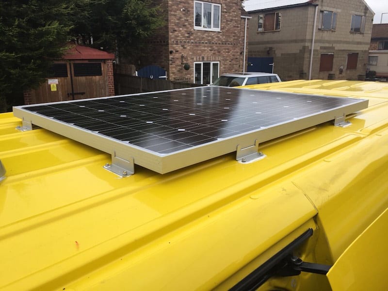solar panel on top of a sprinter van conversion