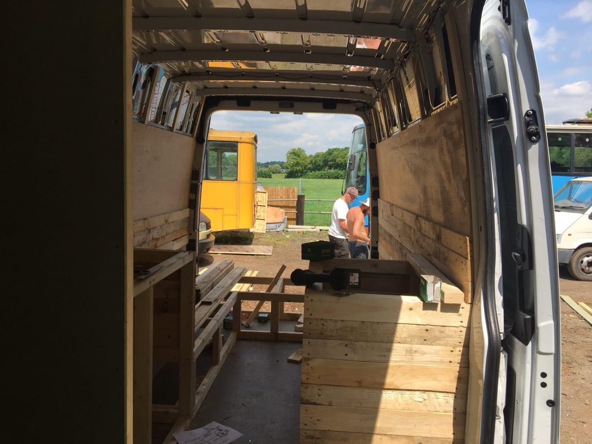 a van being converted into a campervan