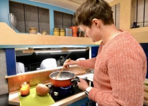 Cooking in a campervan