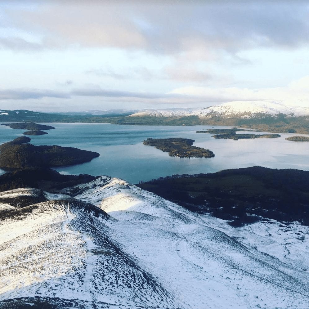 View of Loch Lomond in the snow