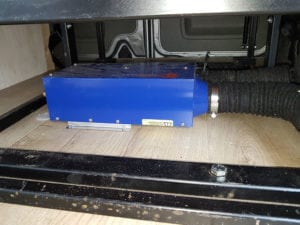 A propex heater to heat the inside of a campervan