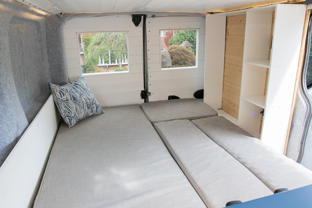 How to create a camper van seat bed using an old bed fame mounted in a  Renault Trafic van 