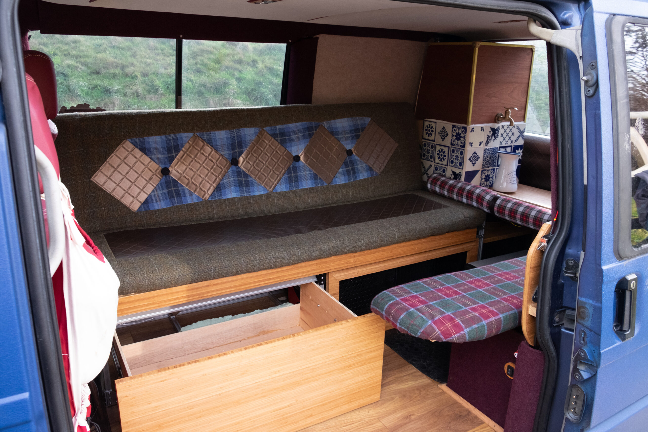 VW T4 Caravelle Camper (with Harris Tweed Interior, Pull Out Kitchen ...
