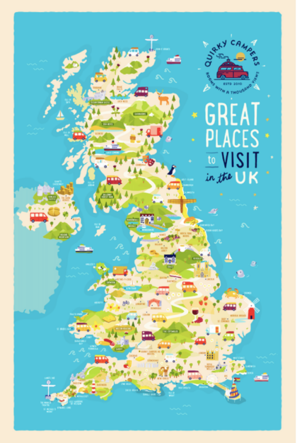 Quirky Campers Roadtrip Tea Towel