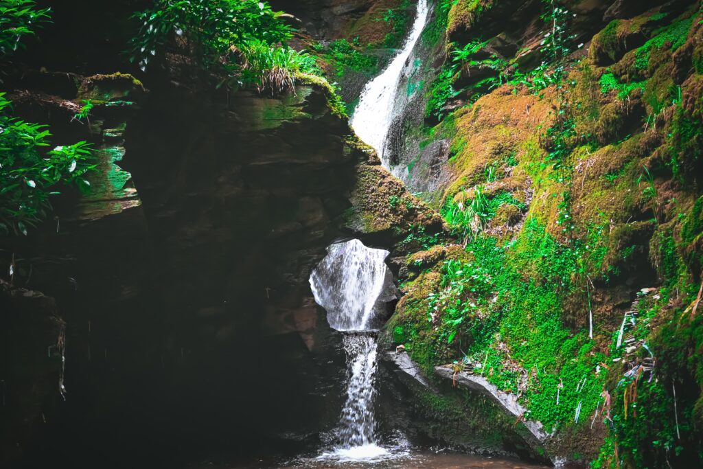 St Nectan's Glen, Cornwall waterfall in Autumn.