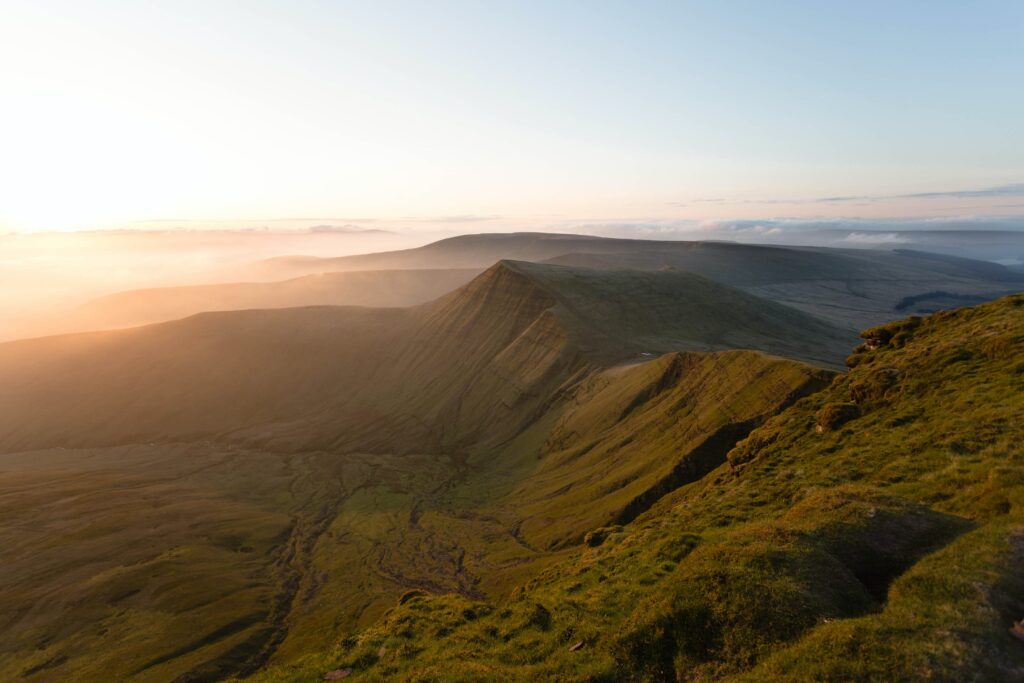 Pen y Fan and Brecon beacons in autumn. 