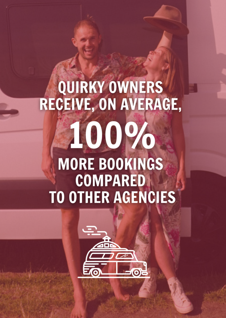 Quirky owners receive, on average, 100% more bookings compared to other agencies.